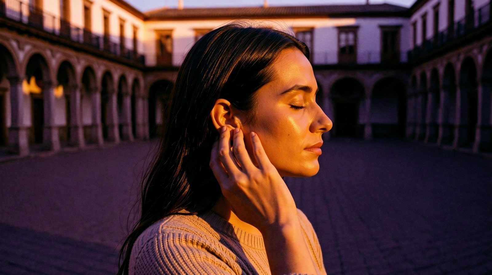 Momento de escucha profunda en una plaza española